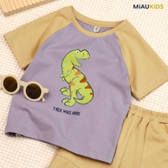 Bộ đồ khủng long cotton tay ngắn cho bé trai - Mềm mại thoáng mát