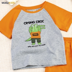 Bộ đồ bé trai cotton cá sấu ngộ nghĩnh tay ngắn mát mẻ MiauKids