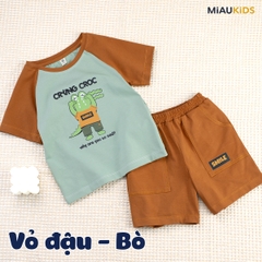 Bộ đồ bé trai cotton cá sấu ngộ nghĩnh tay ngắn mát mẻ MiauKids