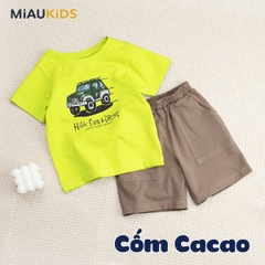 Bộ đồ bé trai cotton xe ô tô cá tính mềm mát cho bé mặc hè
