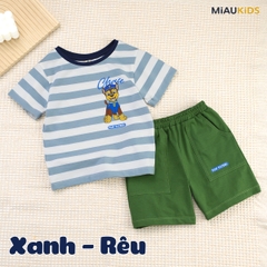 Đồ bộ bé trai Paw Patrol cotton kẻ sọc tay ngắn mùa hè