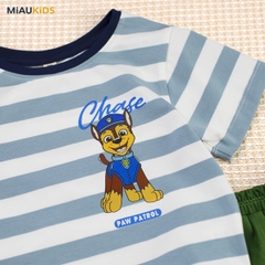 Đồ bộ bé trai Paw Patrol cotton kẻ sọc tay ngắn mùa hè