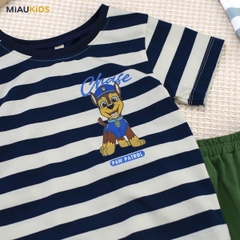 Đồ bộ bé trai Paw Patrol cotton kẻ sọc tay ngắn mùa hè