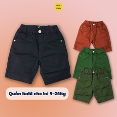 Quần short kaki bé trai chất kaki thun co giãn, màu sắc cá tính cho bé mặc đi học đi chơi