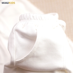 Quần đùi trắng bé trai cotton co giãn có túi thun mềm mát đi học chơi
