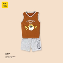 Đồ Ba Lỗ Cho Bé Trai In Hình Chú Khỉ Little Boy Cool Ngầu, Cotton Co Giãn Thấm Hút Cho Bé Đến 55Kg Mặc Hè Thoáng Mát