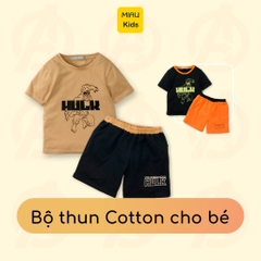 Đồ Bộ Bé Trai In Hình Nhân Vật Siêu Anh Hùng Siêu Nhân Hulk, Thun Cotton Mát Mịn Cho Bé Đến 55Kg Mặc Nhà Đi Học Đi Chơi