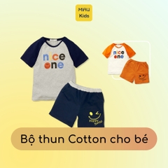 Bộ Bé Trai In Chữ Nice One Cực Cá Tính, Thun Cotton Co Giãn Thoáng Mát Cho Bé Đến 55Kg Mặc Nhà Đi Học Đi Chơi