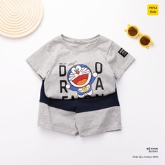Đồ Bộ Bé Trai Doraemon Cotton Co Giãn Thoáng Mát Cộc Tay Thời Trang
