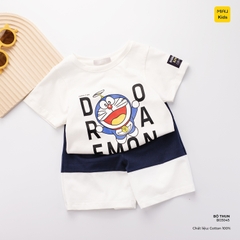 Đồ Bộ Bé Trai Doraemon Cotton Co Giãn Thoáng Mát Cộc Tay Thời Trang