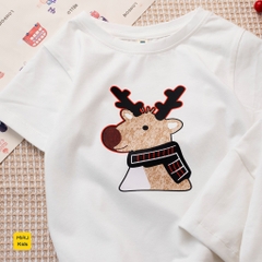 Áo thun Noel cho bé hình chú Tuần Lộc thật đáng yêu chất thun cotton thoáng mát mềm mịn cho bé chơi giáng sinh