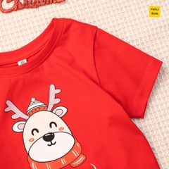 Áo Phông cho bé In Hình Chú Tuần Lộc Noel Đáng Yêu, Thun Cotton Dày Mịn Mát Cho Bé Đến 55Kg mặc chơi Noel - MiauKids