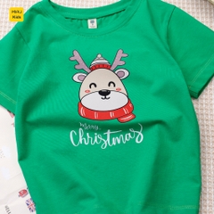 Áo Phông cho bé In Hình Chú Tuần Lộc Noel Đáng Yêu, Thun Cotton Dày Mịn Mát Cho Bé Đến 55Kg mặc chơi Noel - MiauKids