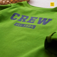 Áo thun dài tay cho bé in chữ Crew dễ thương cá tính, chất thun cotton mát mịn cho bé mặc đi học đi chơi