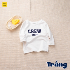 Áo thun dài tay cho bé in chữ Crew dễ thương cá tính, chất thun cotton mát mịn cho bé mặc đi học đi chơi