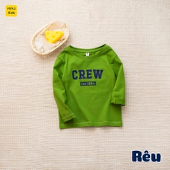 Áo thun dài tay cho bé in chữ Crew dễ thương cá tính, chất thun cotton mát mịn cho bé mặc đi học đi chơi