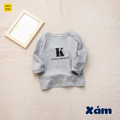 Áo thun tay dài cho bé hoạ tiết chữ BRK dễ thương, chất thun cotton mềm mại mịn mát cho bé mặc nhà đi học đi chơi