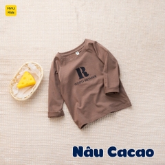 Áo thun tay dài cho bé hoạ tiết chữ BRK dễ thương, chất thun cotton mềm mại mịn mát cho bé mặc nhà đi học đi chơi