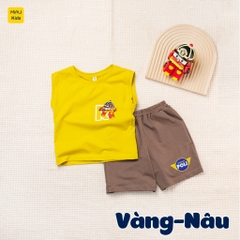 Bộ ba lỗ bé trai in hình nhân vật Roy cứu hoả can đảm và đáng yêu, chất vải thun cotton mát mịn cho bé mặc nhà đi học