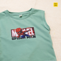 Bộ ba lỗ bé trai in hình Người nhện Spider-Man mạnh mẽ và chính nghĩa, chất cotton mát mịn cho bé mặc nhà đi học đi chơi