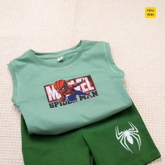 Bộ ba lỗ bé trai in hình Người nhện Spider-Man mạnh mẽ và chính nghĩa, chất cotton mát mịn cho bé mặc nhà đi học đi chơi