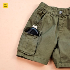Quần short kaki túi hộp cho bé phong cách hàn quốc, chất vải Kaki thun co giãn mềm mát cho bé mặc đi học đi chơi