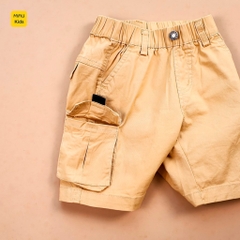 Quần short kaki túi hộp cho bé phong cách hàn quốc, chất vải Kaki thun co giãn mềm mát cho bé mặc đi học đi chơi