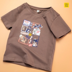 Áo thun cho bé trai in hoạ tiết câu chuyện Tom and Je.rry, chất thun cotton mát mịn thoáng mát cho bé mặc nhà đi học đi