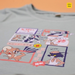 Áo thun cho bé trai in hoạ tiết câu chuyện Tom and Je.rry, chất thun cotton mát mịn thoáng mát cho bé mặc nhà đi học đi