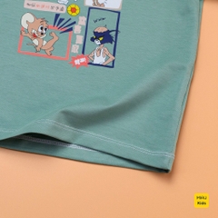 Áo thun cho bé trai in hoạ tiết câu chuyện Tom and Je.rry, chất thun cotton mát mịn thoáng mát cho bé mặc nhà đi học đi