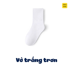 Vớ Tất cotton màu trắng trẻ em, co giãn thoáng khí cho bé mang đi học đi chơi