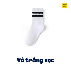 Vớ Tất cotton màu trắng trẻ em, co giãn thoáng khí cho bé mang đi học đi chơi