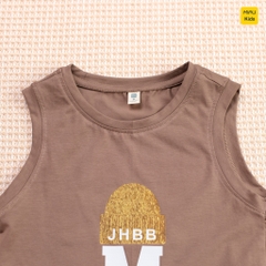 Bộ ba lỗ bé trai thể thao in chữ M dễ thương cá tính, chất thun cotton mềm mát mịn cho bé mặc đi học đi chơi