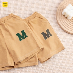 Bộ ba lỗ bé trai thể thao in chữ M dễ thương cá tính, chất thun cotton mềm mát mịn cho bé mặc đi học đi chơi