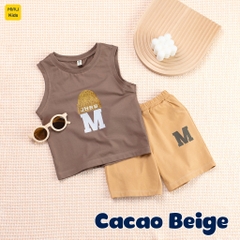 Bộ ba lỗ bé trai thể thao in chữ M dễ thương cá tính, chất thun cotton mềm mát mịn cho bé mặc đi học đi chơi
