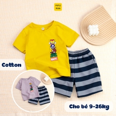 Bộ quần áo bé trai Marvel chibi cotton mềm mát thoáng khí
