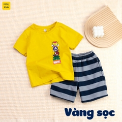 Bộ quần áo bé trai Marvel chibi cotton mềm mát thoáng khí