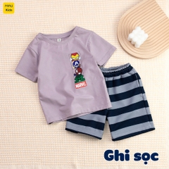 Bộ quần áo bé trai Marvel chibi cotton mềm mát thoáng khí