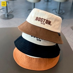Mũ bucket rộng vành chống nắng thêu chữ BOSTON đáng yêu cá tính, chất vải mềm mại cho bé từ 3-8 tuổi đi chơi hè