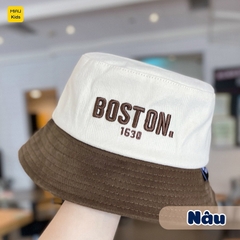 Mũ bucket rộng vành chống nắng thêu chữ BOSTON đáng yêu cá tính, chất vải mềm mại cho bé từ 3-8 tuổi đi chơi hè
