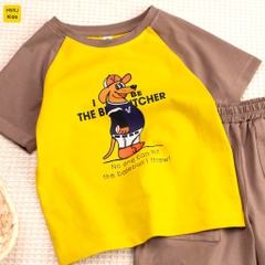 Bộ đồ bé trai in hình chú chó phong cách thể thao cá tính, chất thun cotton mềm mát mịn cho bé mặc nhà đi học đi chơi