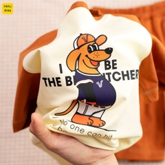 Bộ đồ bé trai in hình chú chó phong cách thể thao cá tính, chất thun cotton mềm mát mịn cho bé mặc nhà đi học đi chơi