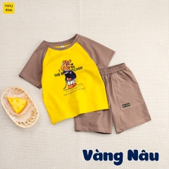 Bộ đồ bé trai in hình chú chó phong cách thể thao cá tính, chất thun cotton mềm mát mịn cho bé mặc nhà đi học đi chơi
