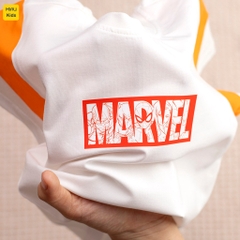 Áo thun cho bé trai hình logo Marvel cực chất phối tay ngộ nghĩnh, thun cotton mịn mát cho bé mặc nhà đi học đi chơi