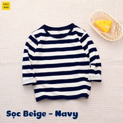 Áo thun dài tay bé trai hoạ tiết Sọc nhiều màu dễ thương chất thun cotton thoáng mát mềm mịn cho bé mặc đi học đi chơi