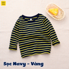 Áo thun dài tay bé trai hoạ tiết Sọc nhiều màu dễ thương chất thun cotton thoáng mát mềm mịn cho bé mặc đi học đi chơi