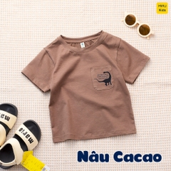 Áo thun bé trai phối túi in khủng long cool ngầu đáng yêu thun cotton thoáng mát mềm mịn cho bé mặc nhà đi học đi chơi