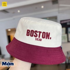 Mũ bucket rộng vành chống nắng thêu chữ BOSTON đáng yêu cá tính, chất vải mềm mại cho bé từ 3-8 tuổi đi chơi hè