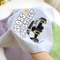 Bộ thun cộc tay cotton in hình xe ô tô cool ngầu cho bé trai 1-8 tuổi