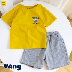 Bộ Đồ Bé Trai Cotton In Doraemon NASA Baseball - Set Đồ Cộc Tay Mùa Hè